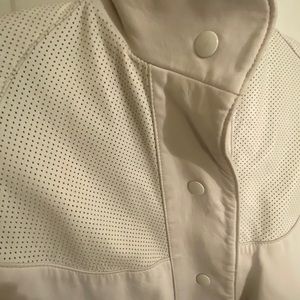 White leather baseball jacket. Perfect condition. Beautiful soft supple leather